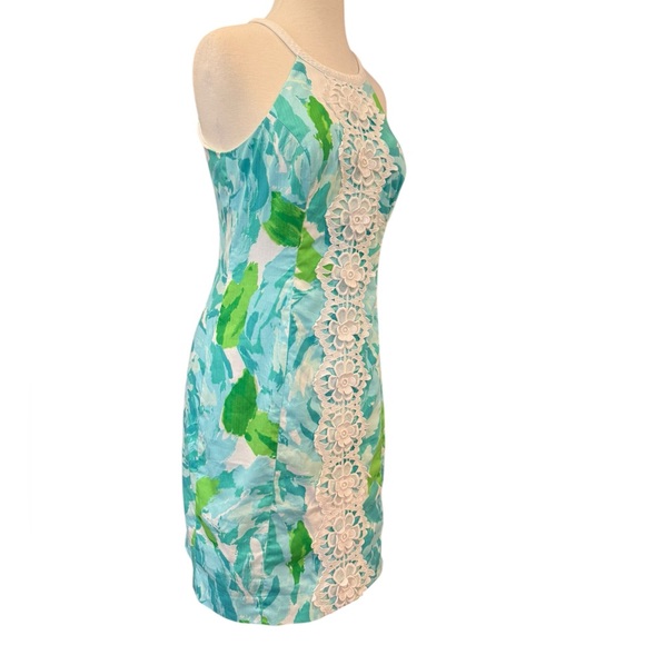 Lily Pulitzer | Poolside Blue First Impression Halter Neck Shift Women Sz 6 - Picture 3 of 10